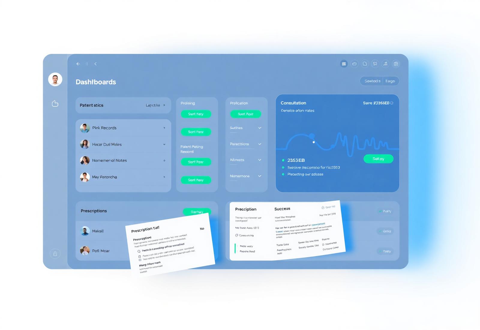 heydoxi clinical workspace with patient records, consultation notes and prescription cards